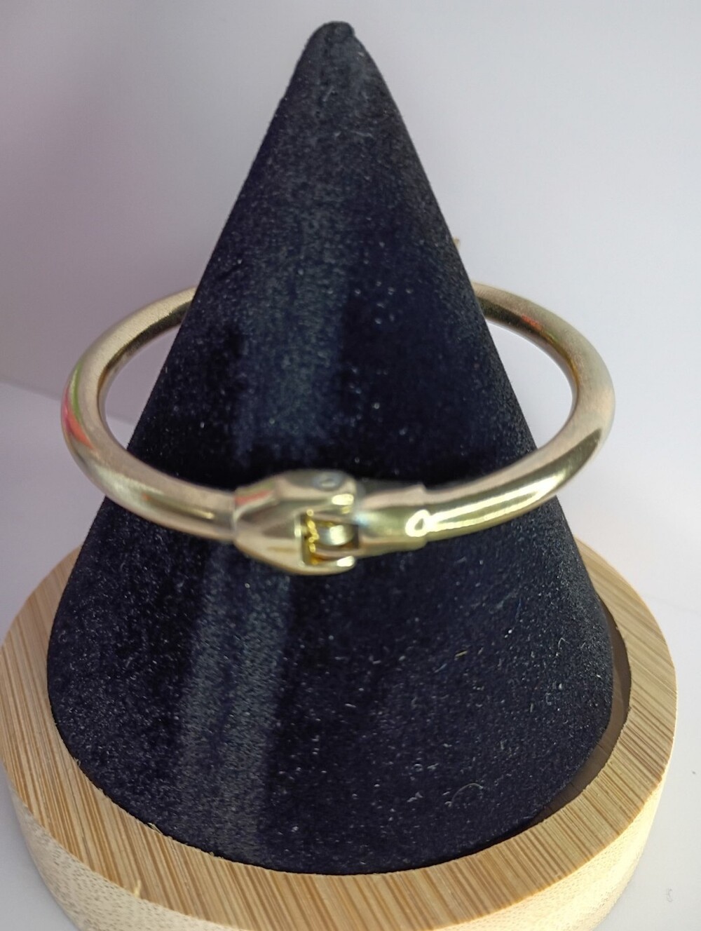Gold-Frame Double Black Stone Cuff Bracelet - Picture 2 of 3